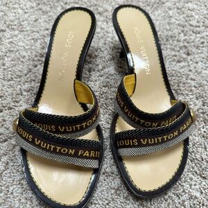 Louis Vuitton Black and Gold Women's Sandals